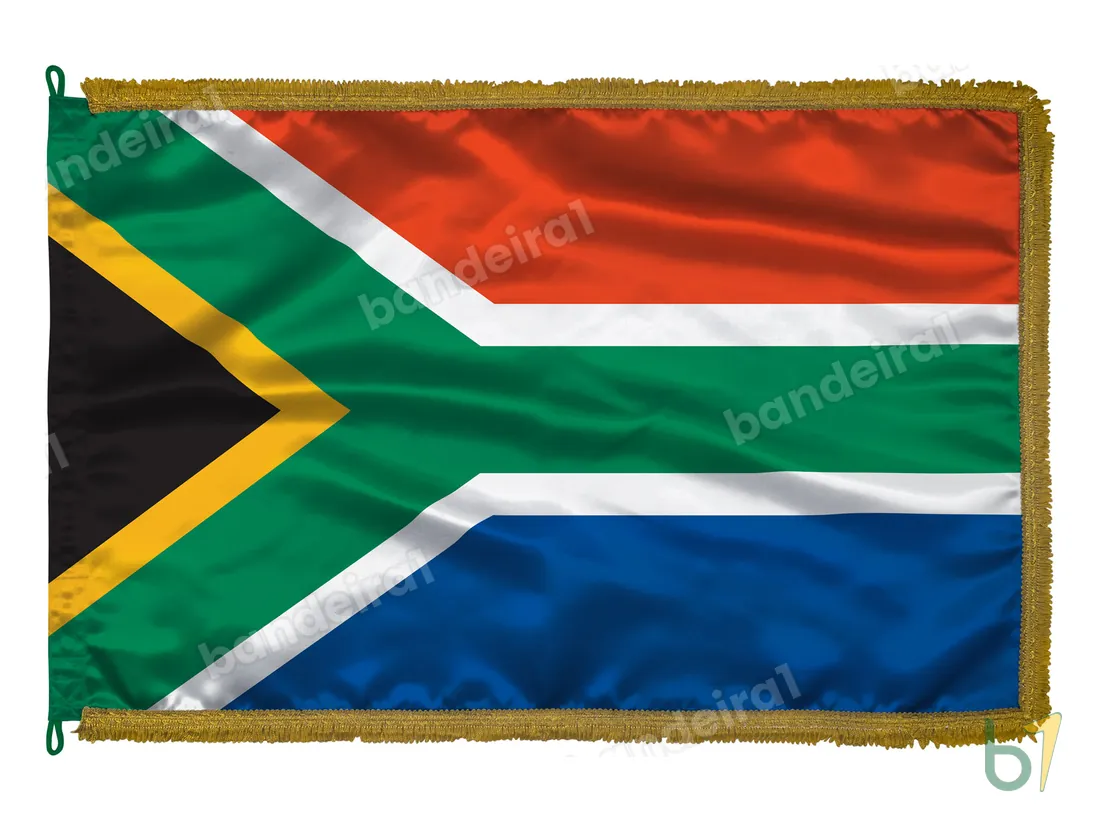 Bandeira da África do Sul — cetim com franja ouro velho