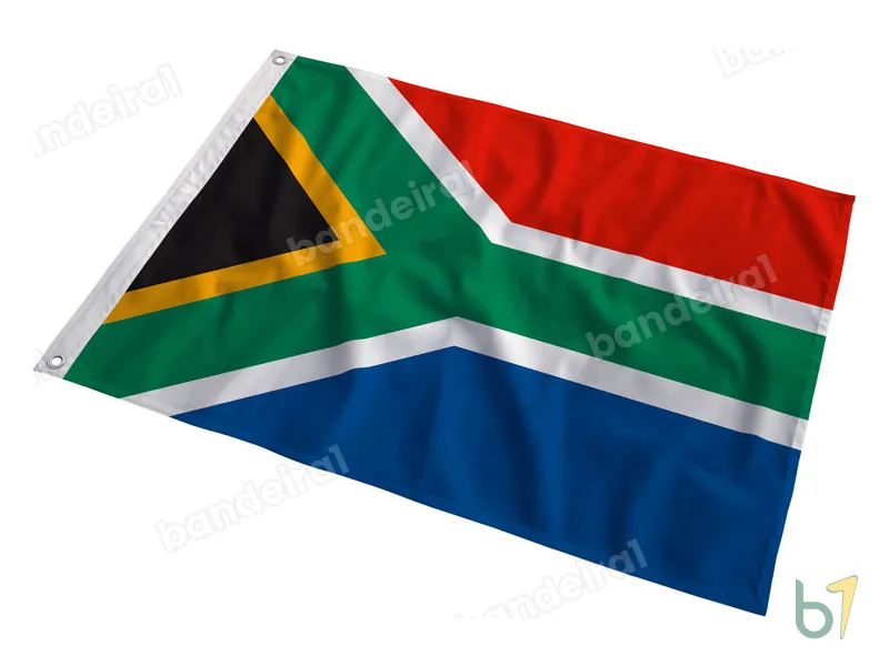 Bandeira da África do Sul — poliéster — em movimento