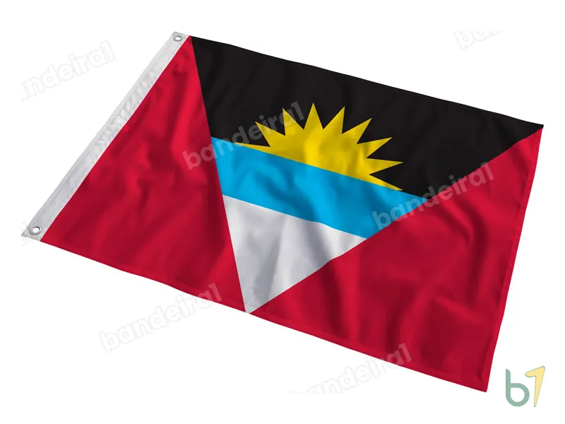 Bandeira de Antígua e Barbuda — poliéster — em movimento