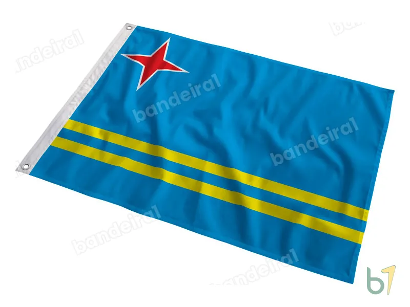 Bandeira de Aruba — poliéster — em movimento