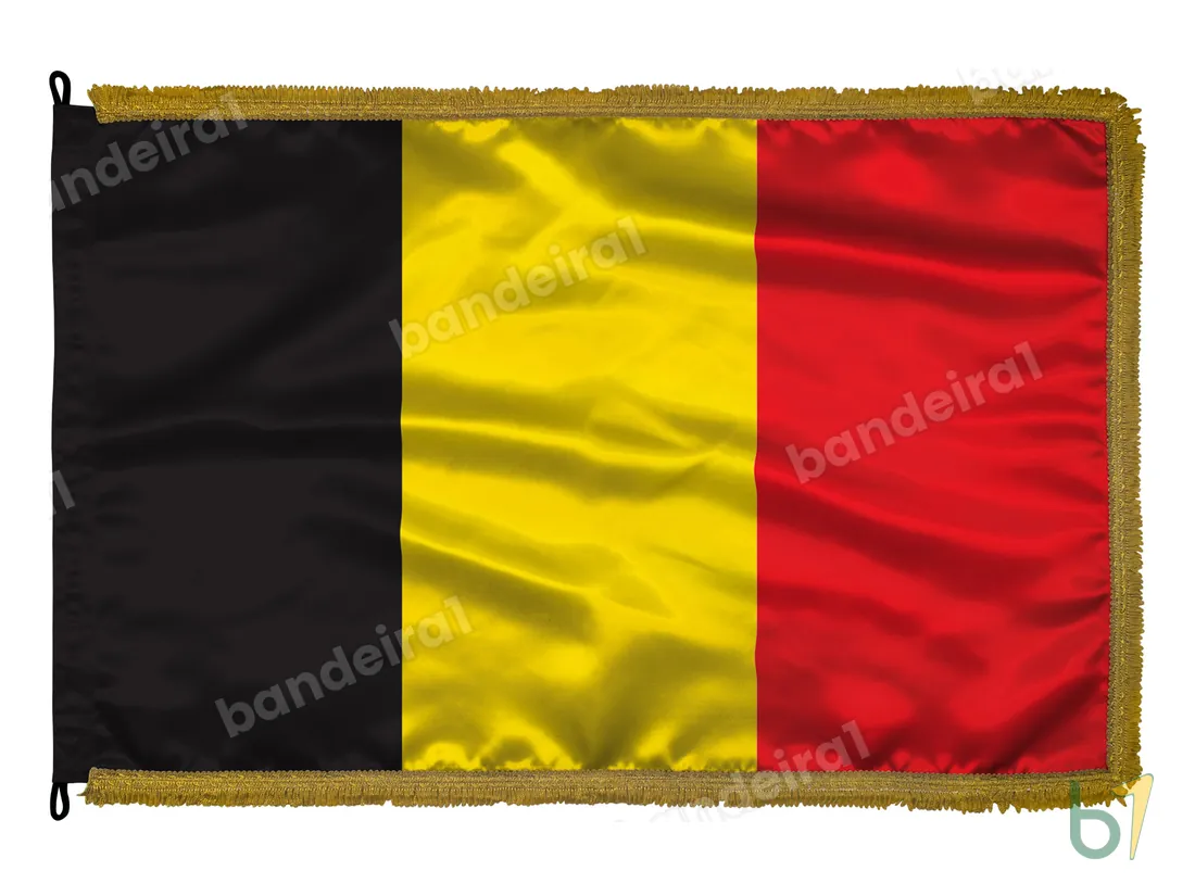 Bandeira da Bélgica — cetim com franja ouro velho