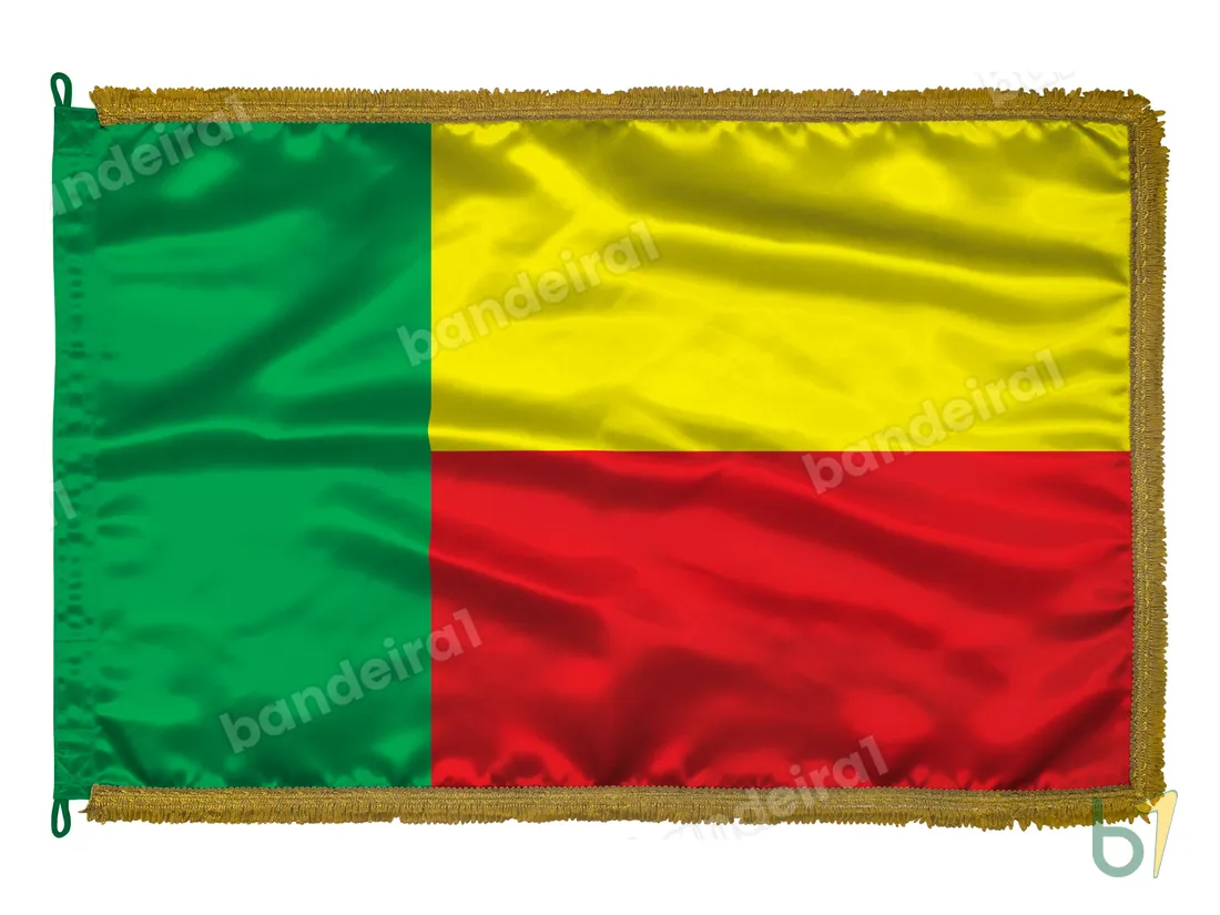 Bandeira do Benin — cetim com franja ouro velho