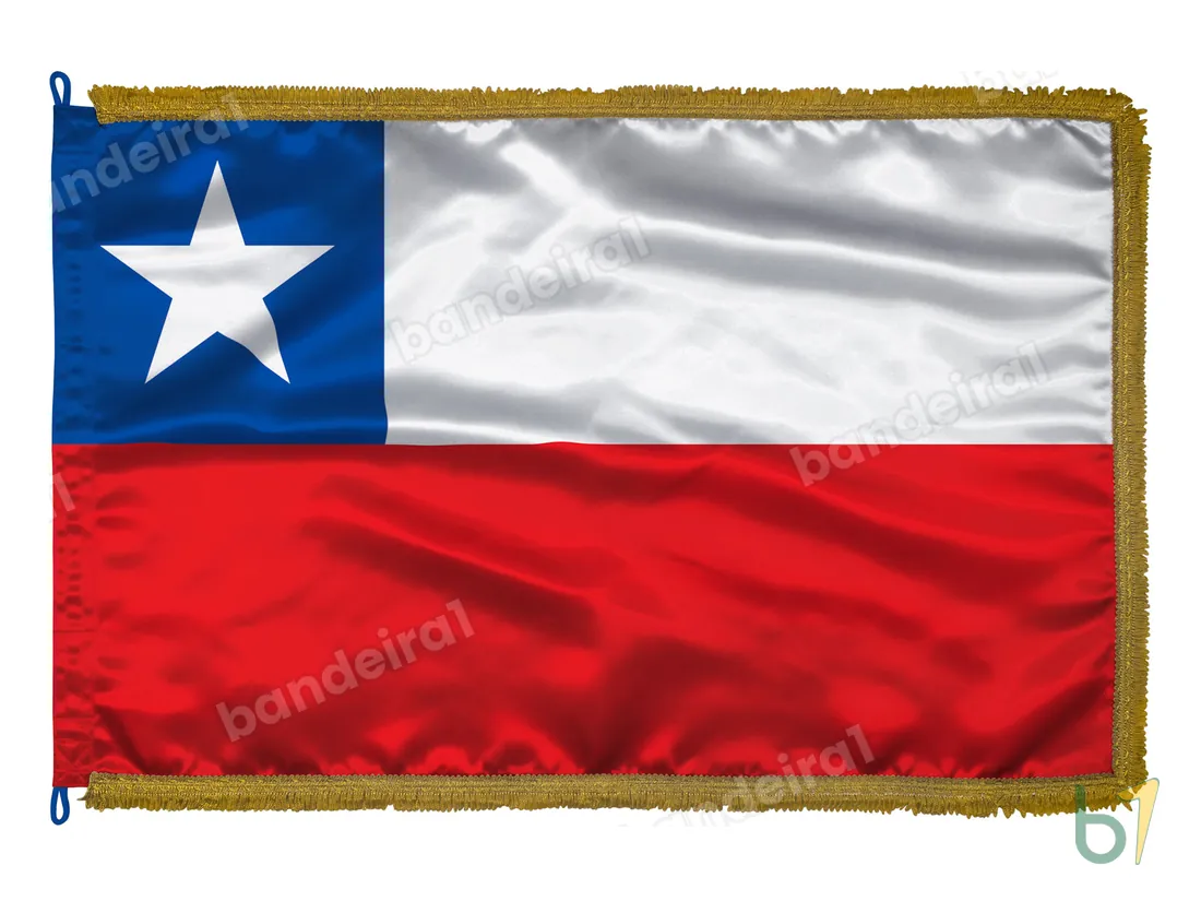 Bandeira do Chile — cetim com franja ouro velho