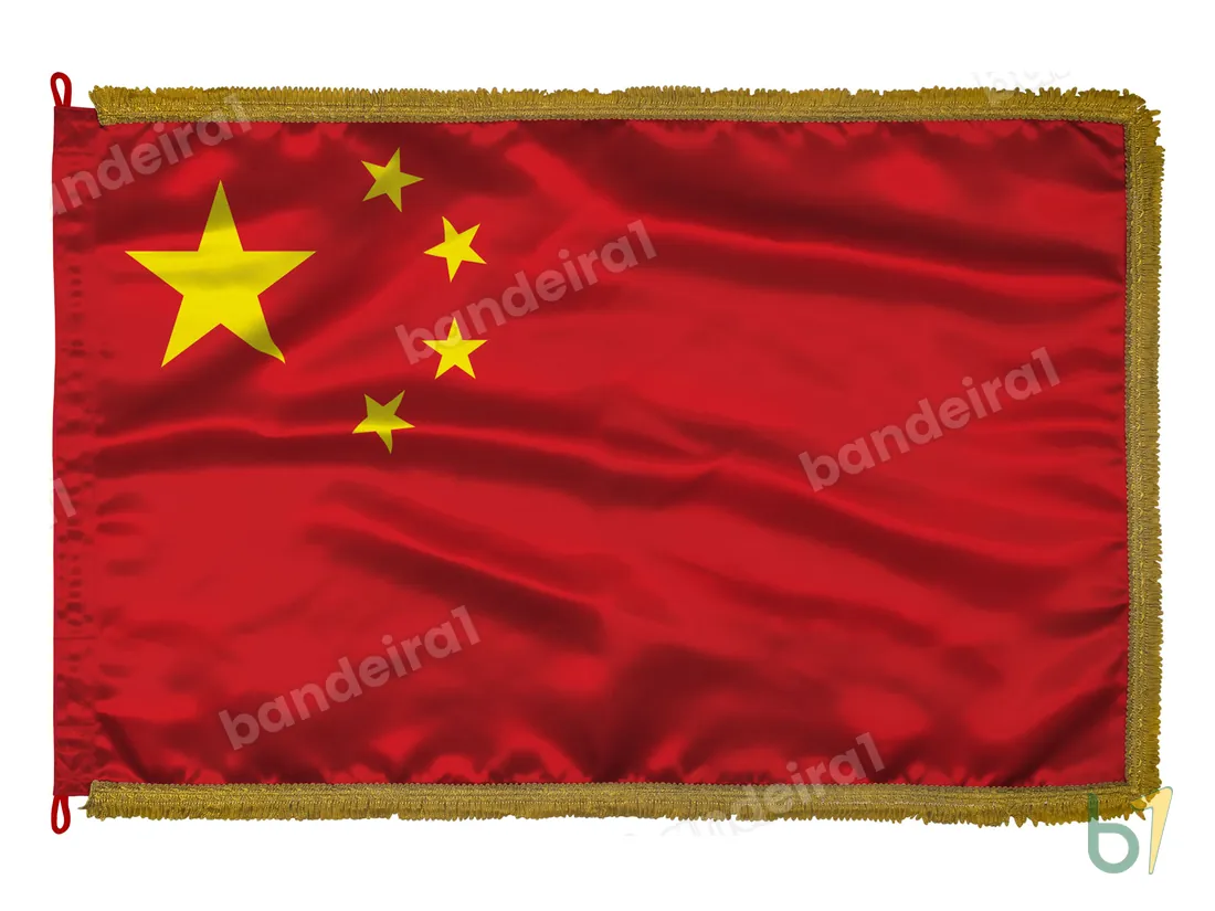 Bandeira da China — cetim com franja ouro velho