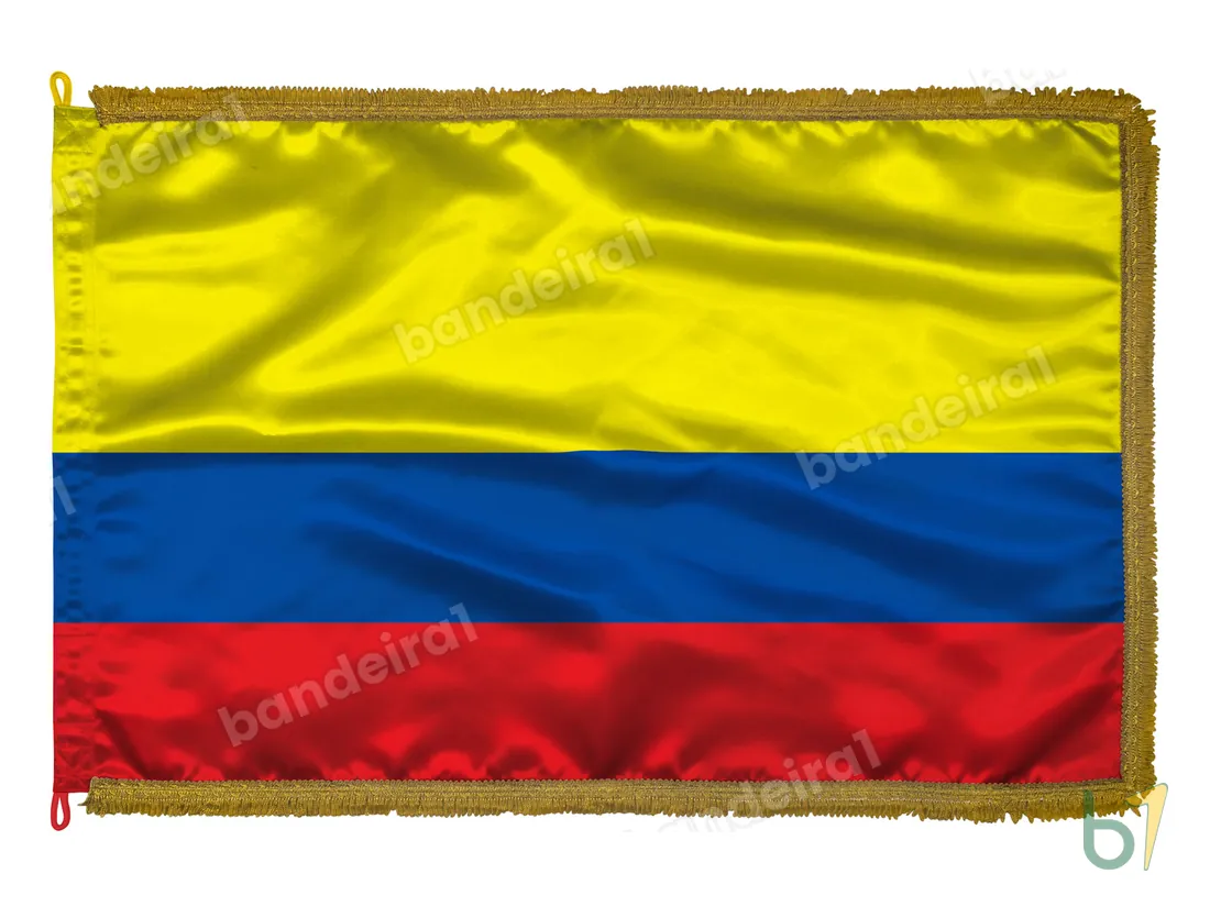 Bandeira da Colômbia — cetim com franja ouro velho