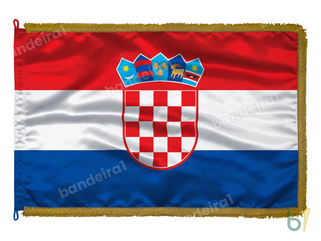 Bandeira da Croácia — cetim com franja ouro velho