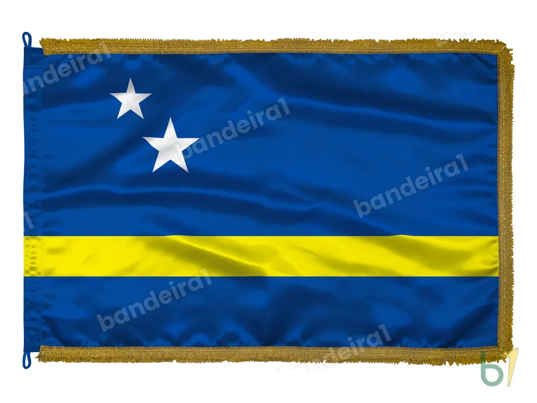 Bandeira de Curaçao — cetim com franja ouro velho