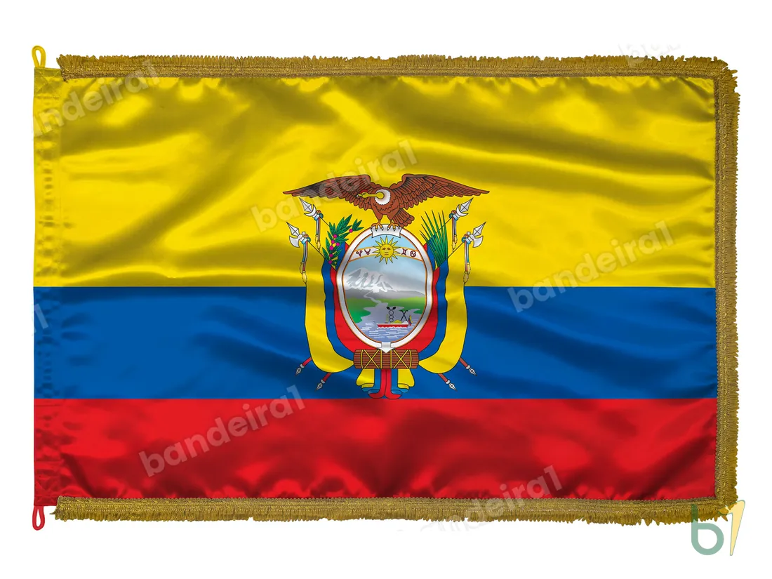 Bandeira do Equador — cetim com franja ouro velho