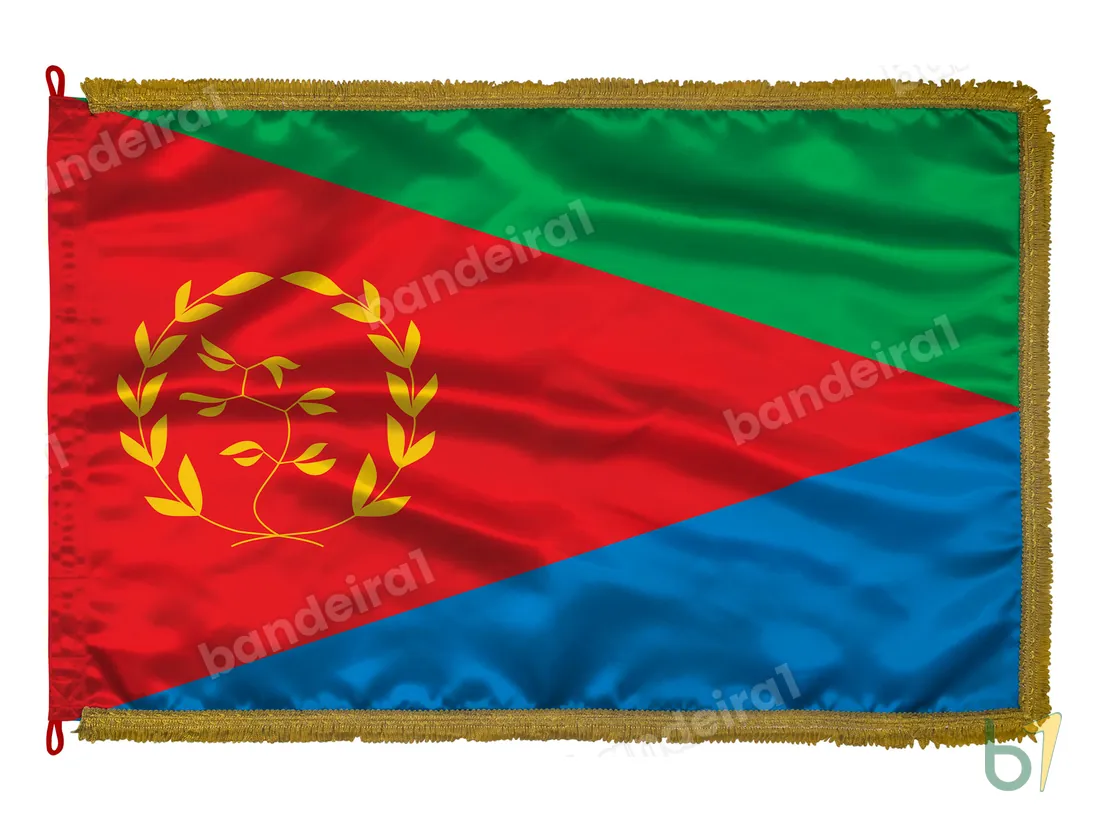 Bandeira da Eritreia — cetim com franja ouro velho