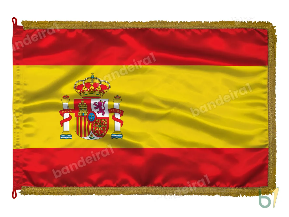 Bandeira da Espanha — cetim com franja ouro velho
