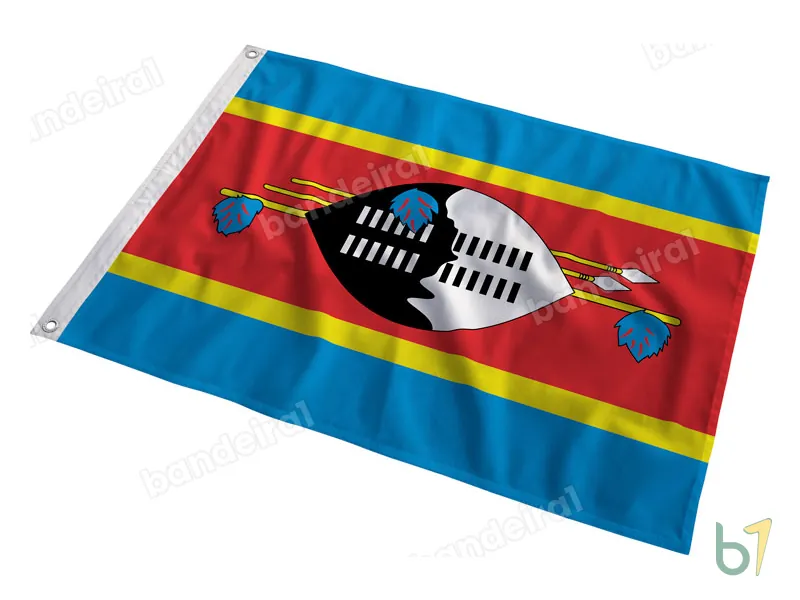 Bandeira de Essuatíni (Suazilândia) — poliéster — em movimento