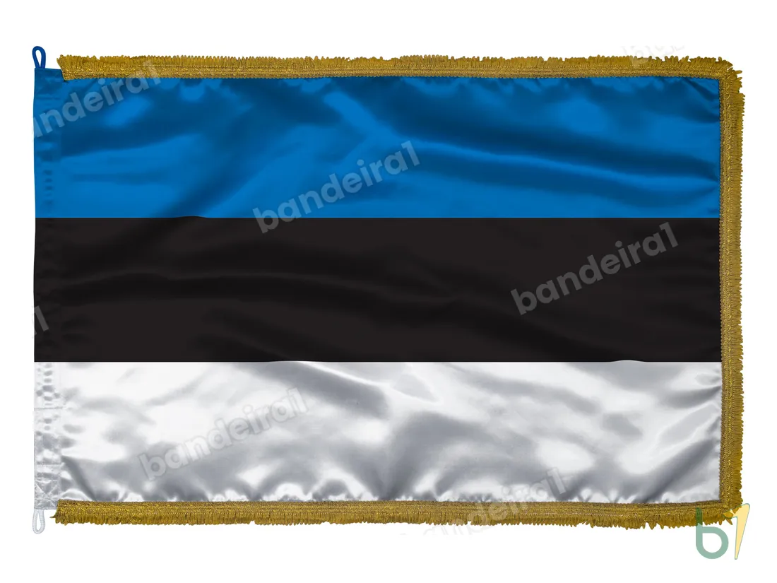 Bandeira da Estônia — cetim com franja ouro velho