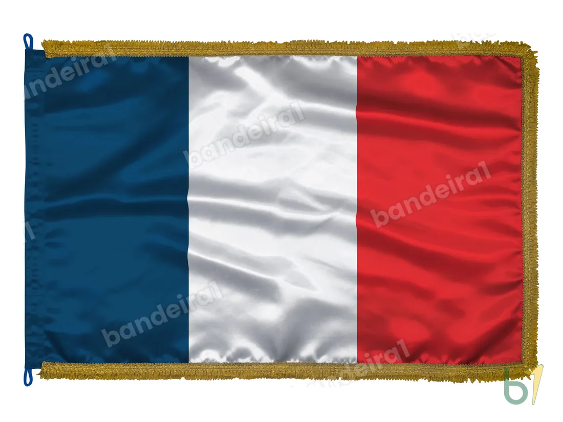 Bandeira da França — cetim com franja ouro velho