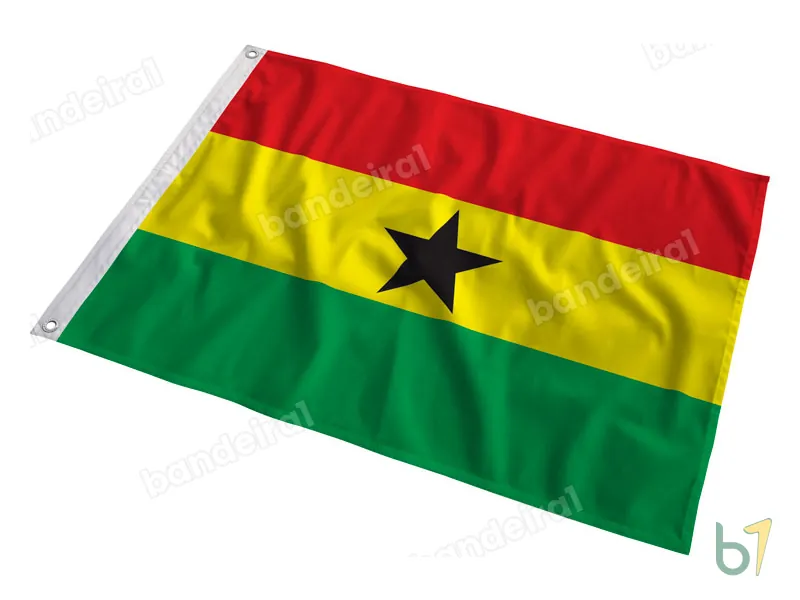 Bandeira de Gana — poliéster — em movimento