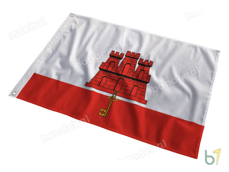 Bandeira de Gibraltar — poliéster — em movimento