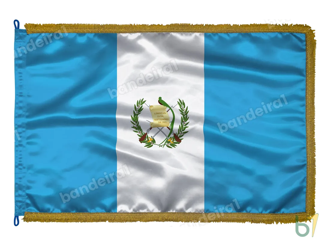 Bandeira da Guatemala — cetim com franja ouro velho