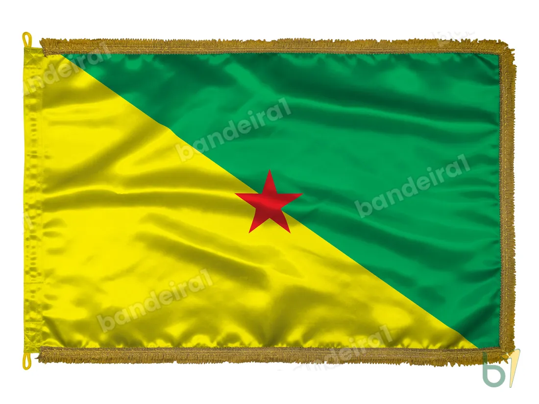 Bandeira da Guiana Francesa — cetim com franja ouro velho