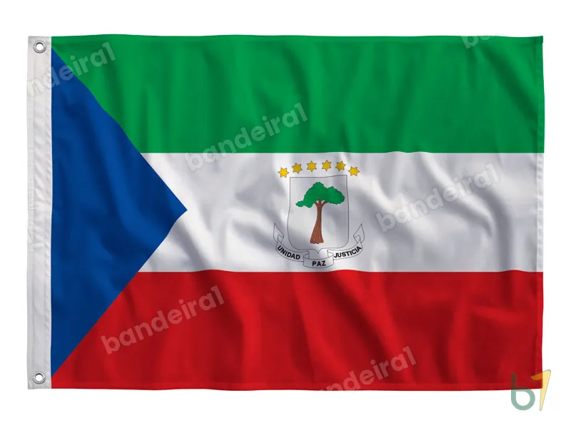 Bandeira da Guiné Equatorial — poliéster — vista frontal