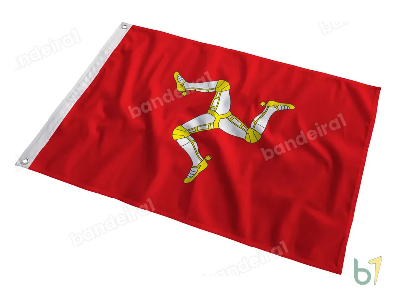 Bandeira da Ilha de Man — poliéster — em movimento