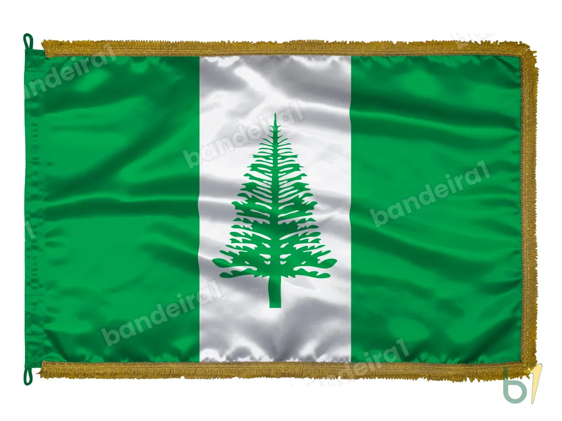 Bandeira da Ilha Norfolk — cetim com franja ouro velho