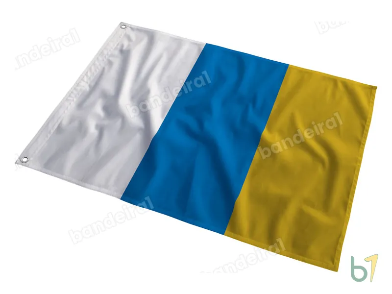 Bandeira das Ilhas Canárias — poliéster — em movimento