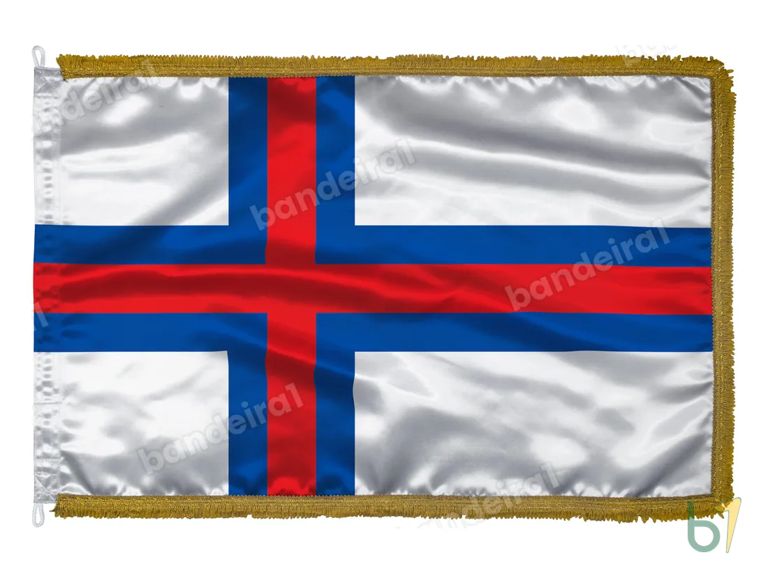 Bandeira das Ilhas Faroé — cetim com franja ouro velho