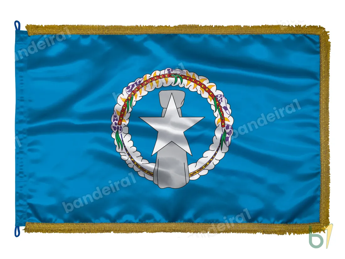 Bandeira das Ilhas Marianas do Norte — cetim com franja ouro velho