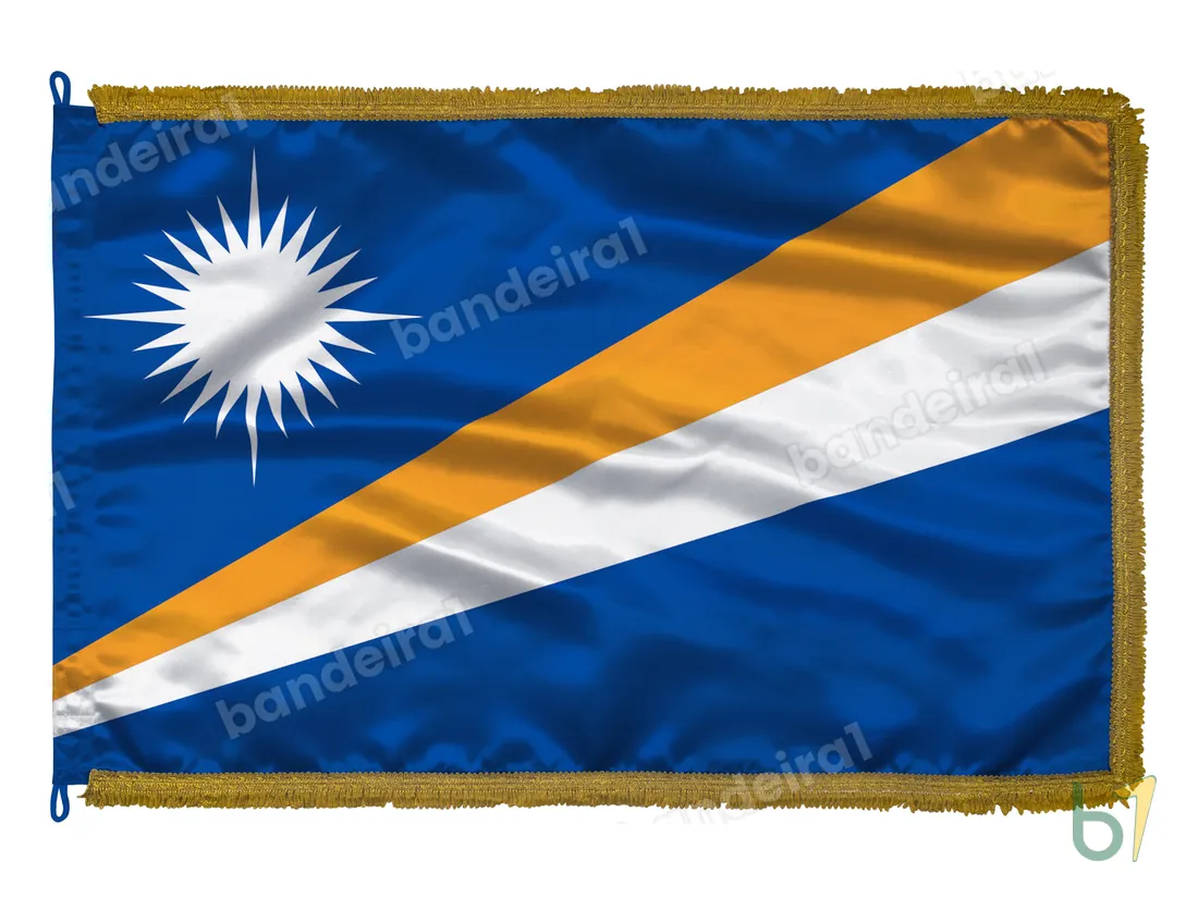 Bandeira das Ilhas Marshall — cetim com franja ouro velho