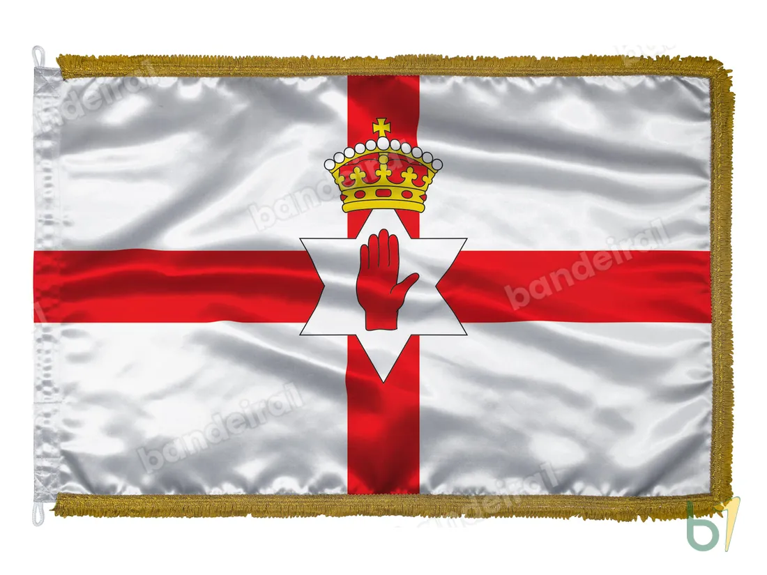 Bandeira da Irlanda do Norte — cetim com franja ouro velho