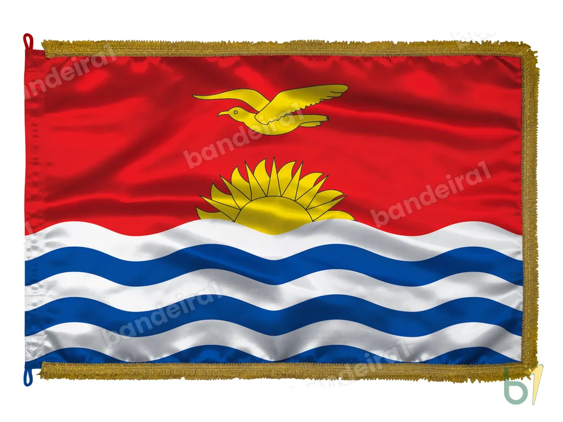 Bandeira de Kiribati — cetim com franja ouro velho
