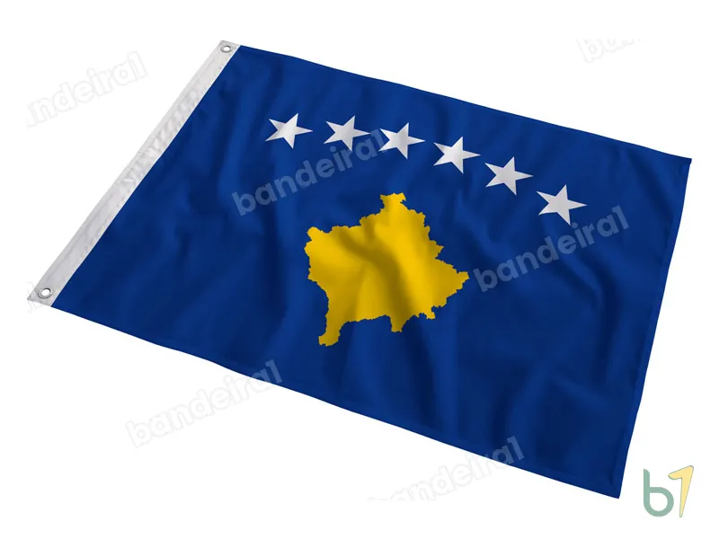 Bandeira do Kosovo — poliéster — em movimento