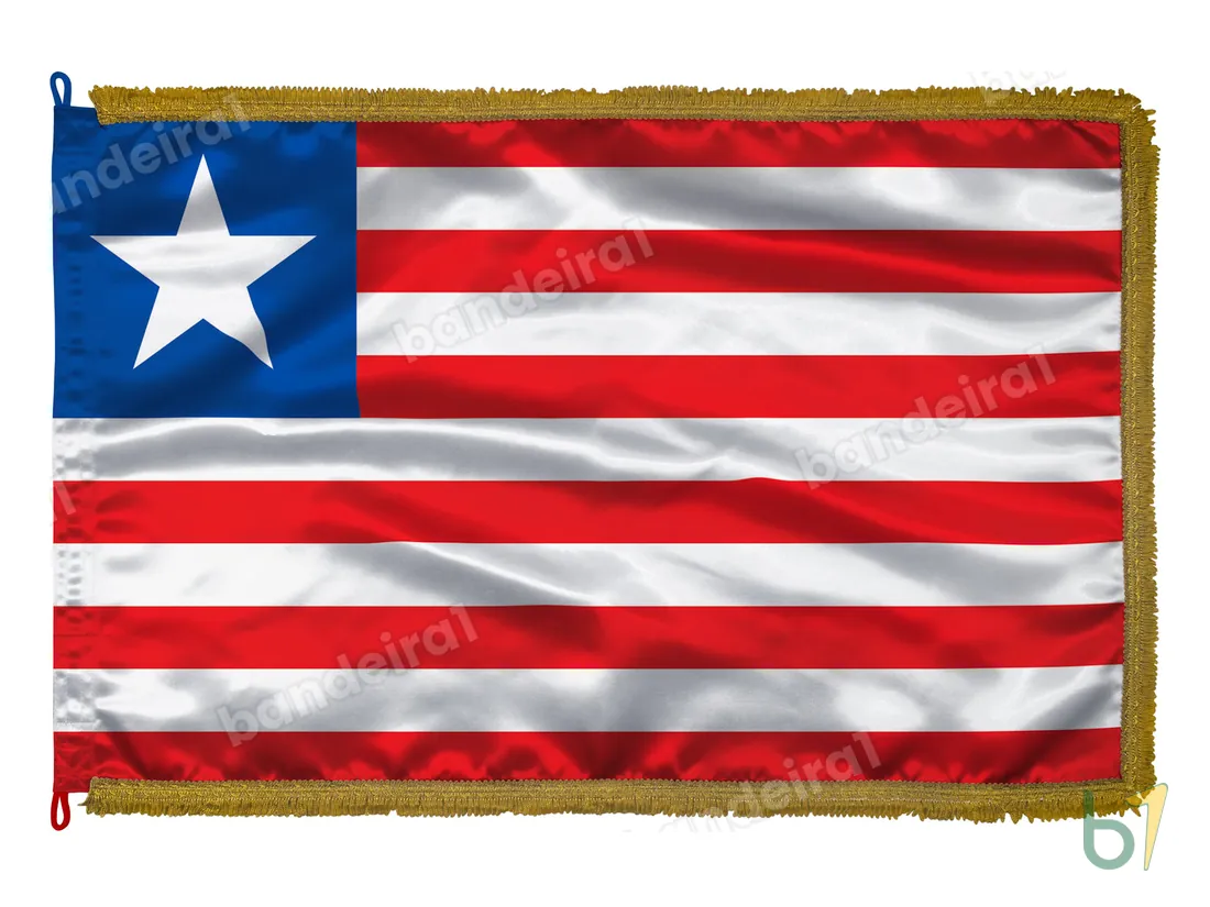 Bandeira da Libéria — cetim com franja ouro velho