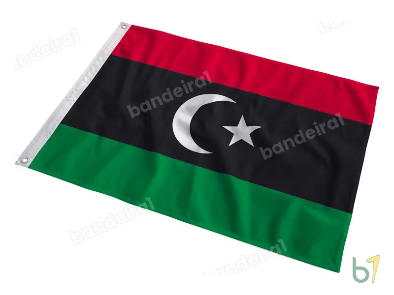 Bandeira da Líbia — poliéster — em movimento