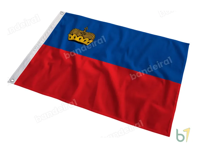 Bandeira de Liechtenstein — poliéster — em movimento