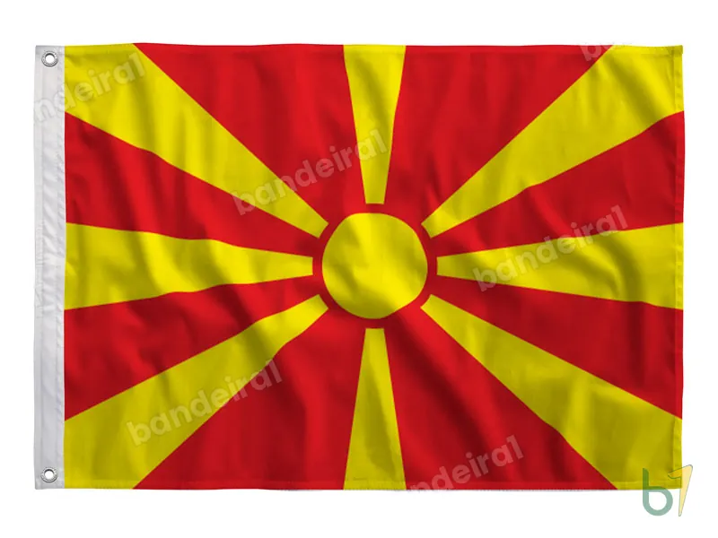 Bandeira da Macedônia do Norte — poliéster — vista frontal