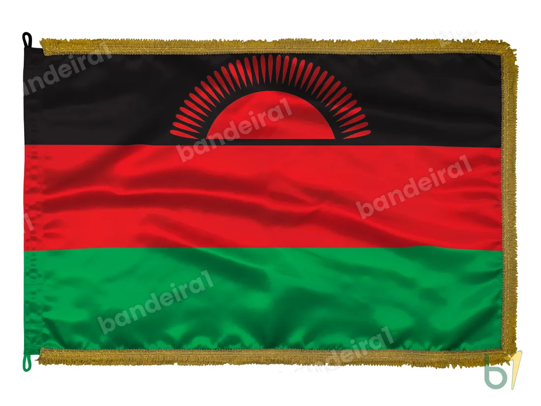 Bandeira do Malawi — cetim com franja ouro velho