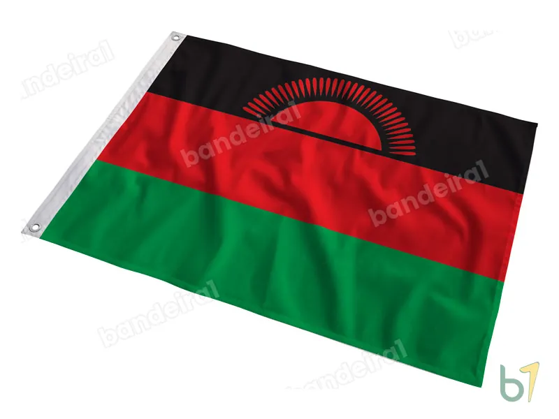 Bandeira do Malawi — poliéster — em movimento