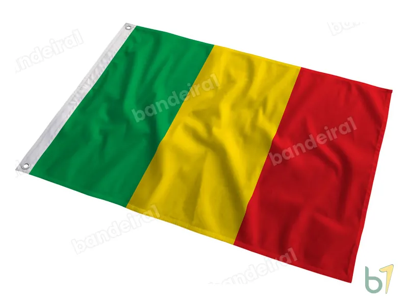 Bandeira do Mali — poliéster — em movimento