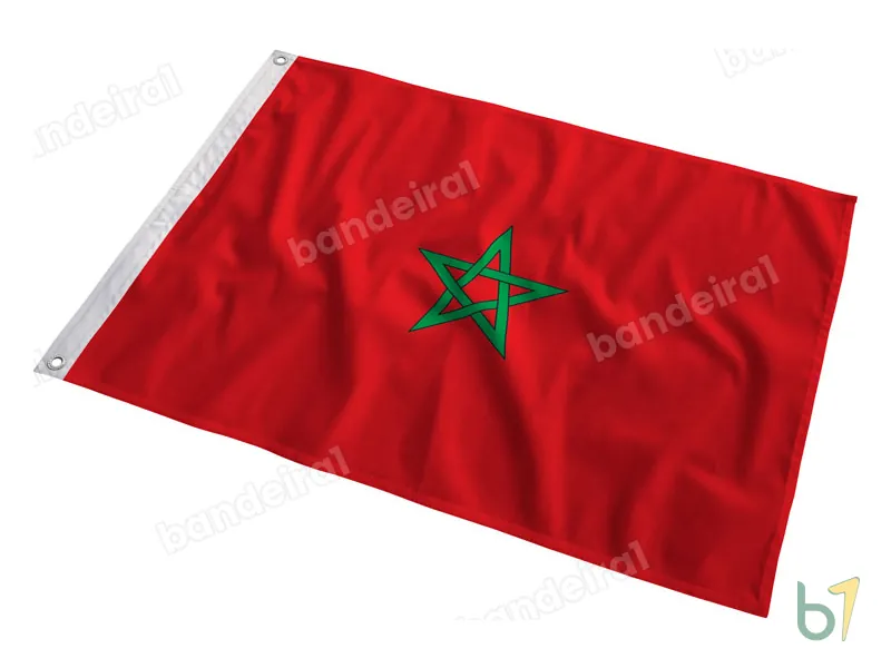 Bandeira do Marrocos — poliéster — em movimento