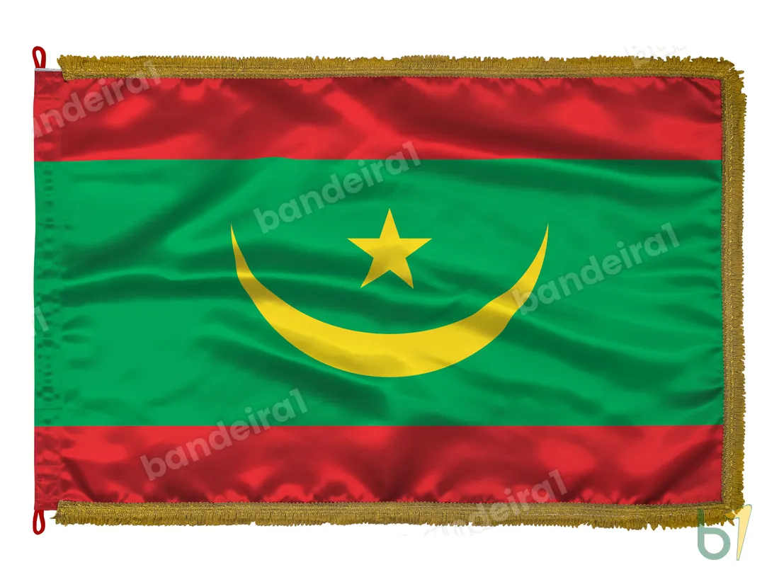 Bandeira da Mauritânia — cetim com franja ouro velho