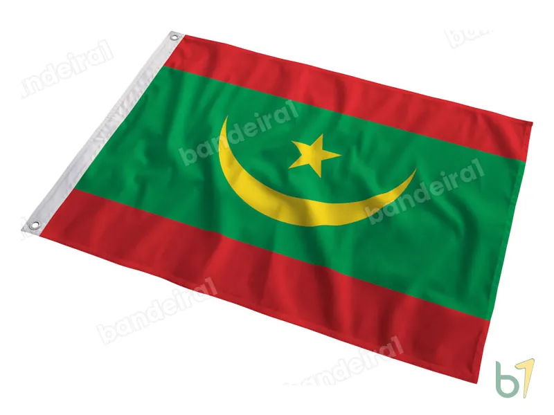 Bandeira da Mauritânia — poliéster — em movimento