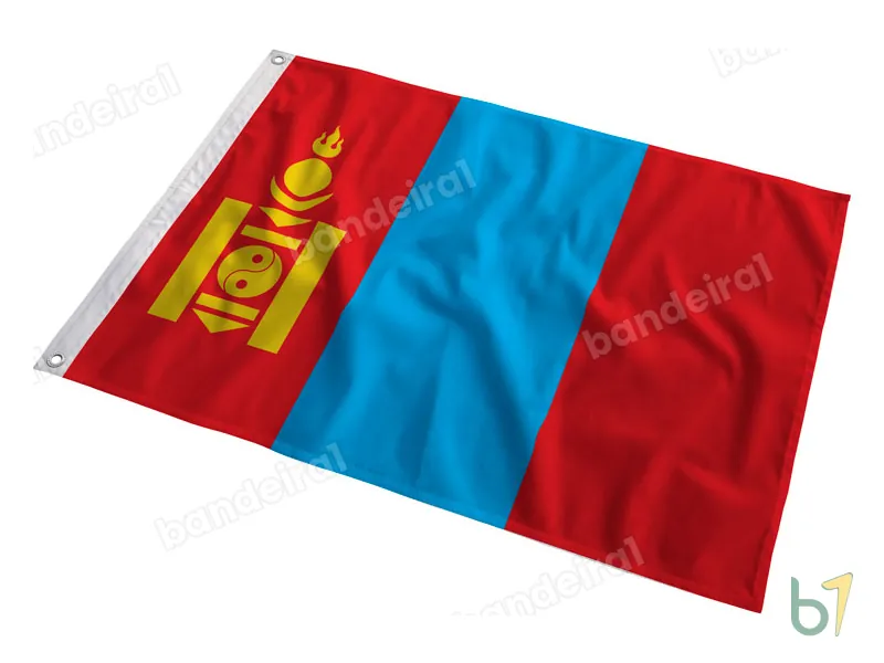 Bandeira da Mongólia — poliéster — em movimento