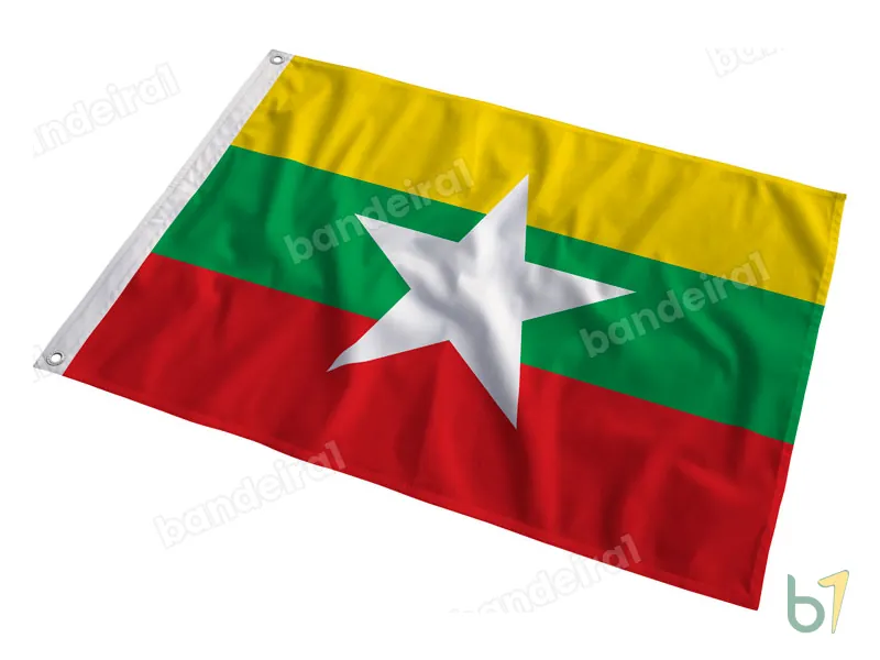 Bandeira de Myanmar — poliéster — em movimento