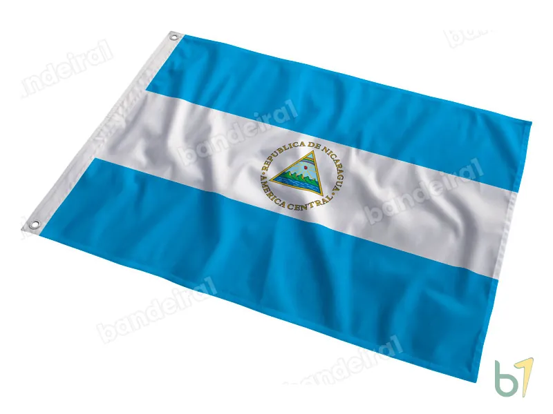 Bandeira da Nicarágua — poliéster — em movimento