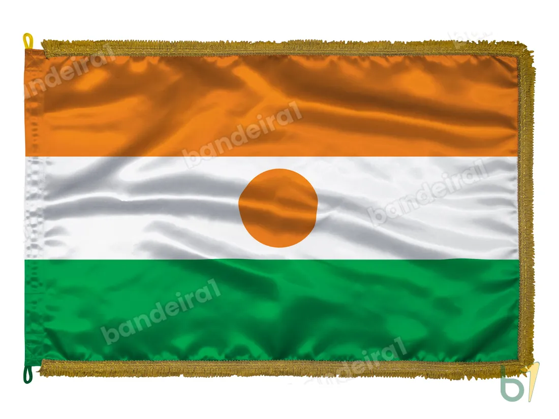 Bandeira do Níger — cetim com franja ouro velho