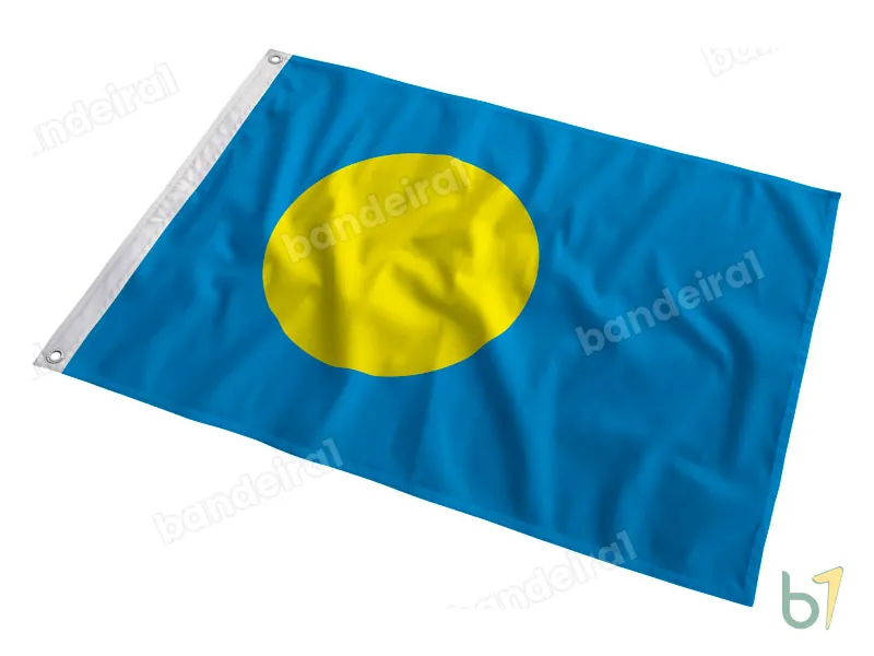 Bandeira de Palau — poliéster — em movimento