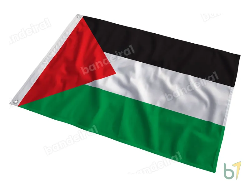 Bandeira da Palestina — poliéster — em movimento