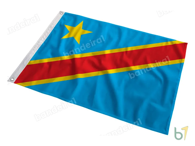 Bandeira da República Democrática do Congo — poliéster — em movimento