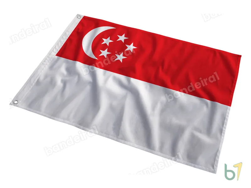 Bandeira de Singapura — poliéster — em movimento