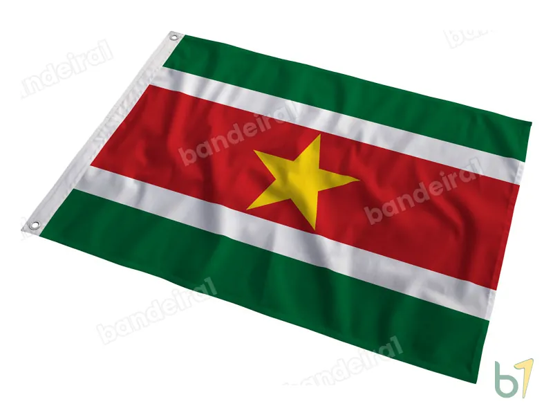 Bandeira do Suriname — poliéster — em movimento